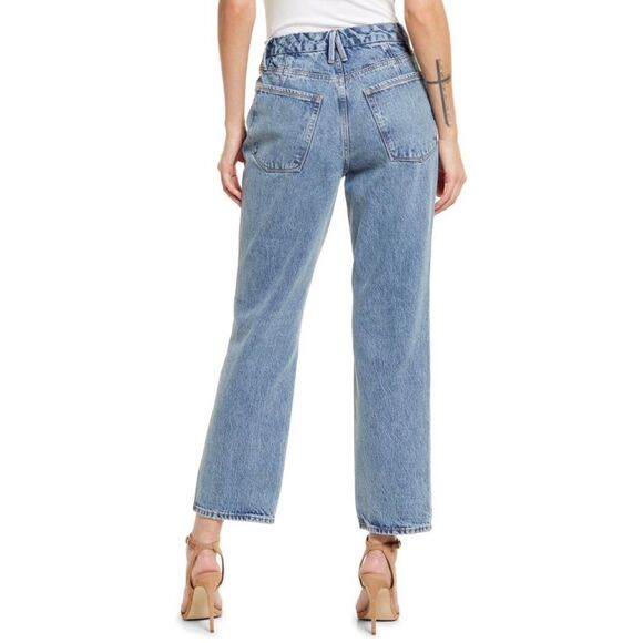 NWT Good American 90’s Duster Straight Leg Jeans in Blue950, Size 4 - Picture 5 of 16